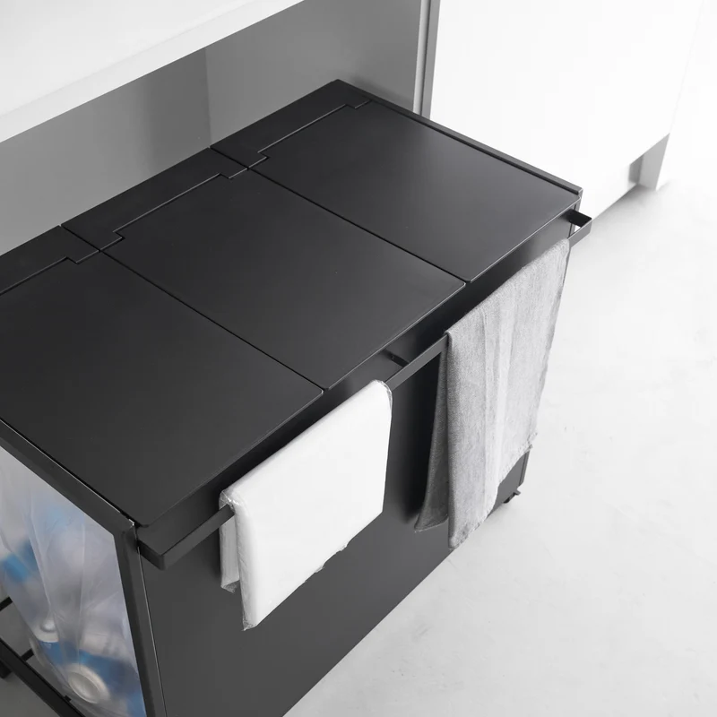 3-Compartment Trash Can with Casters