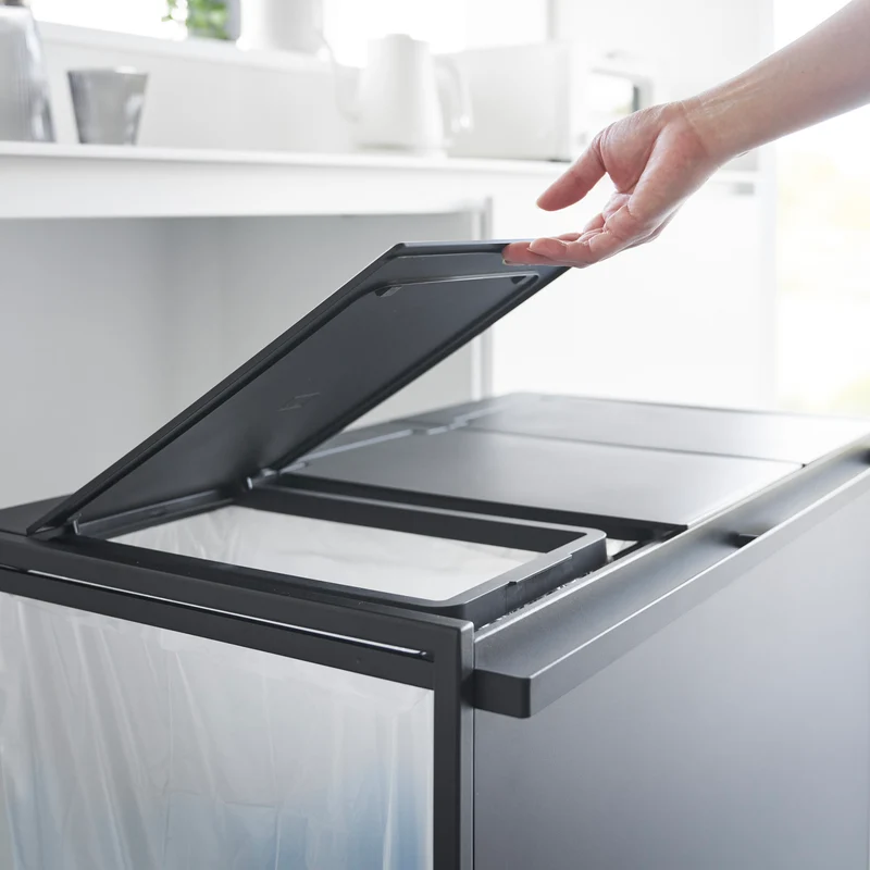 3-Compartment Trash Can with Casters