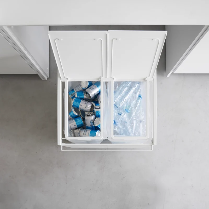 2-Compartment Trash Can with Casters