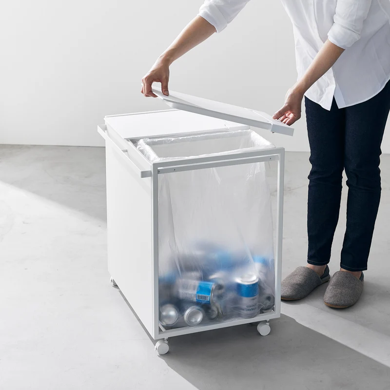 2-Compartment Trash Can with Casters