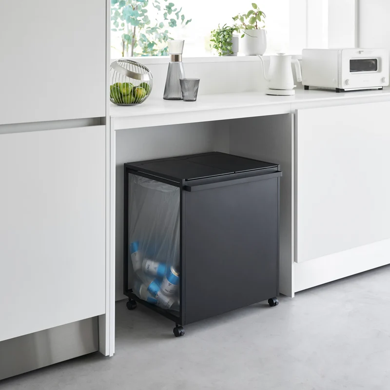 2-Compartment Trash Can with Casters