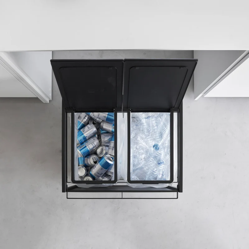 2-Compartment Trash Can with Casters