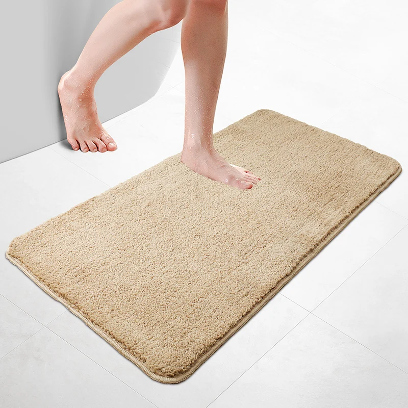 Badematte Rutschfeste Mikrofaser Badezimmerteppich 60x110cm Beige