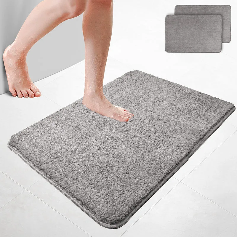 2er-Set Badematte Rutschfeste Mikrofaser Badezimmerteppich 60x90cm Grau