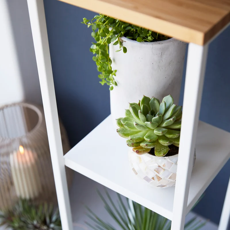 2-Tiered Wood-Top Shelf