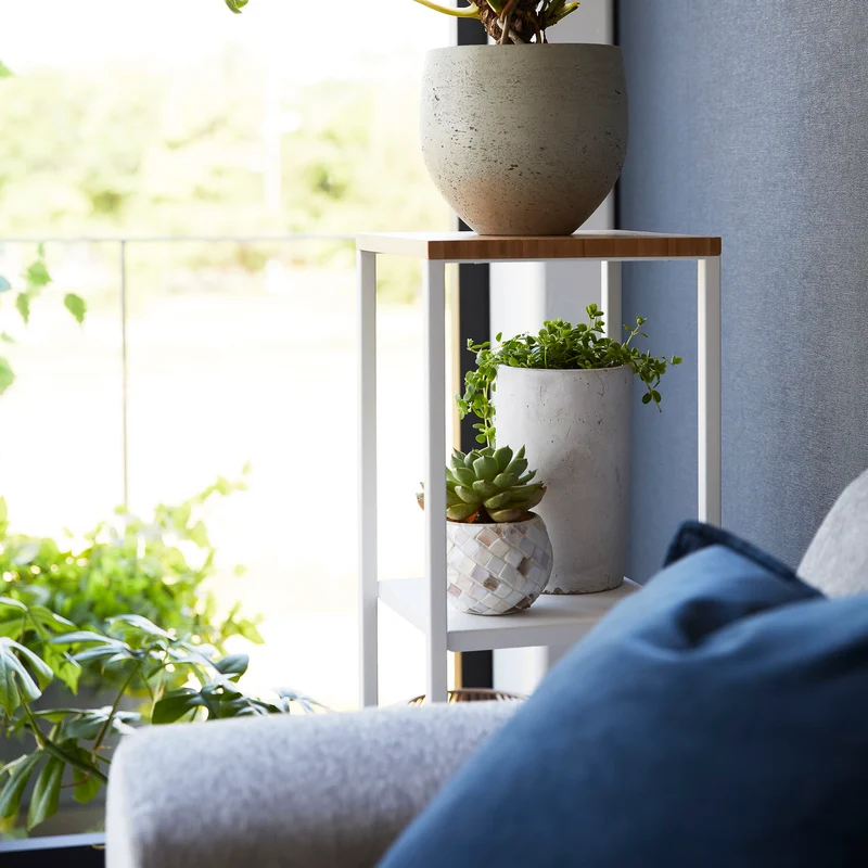 2-Tiered Wood-Top Shelf