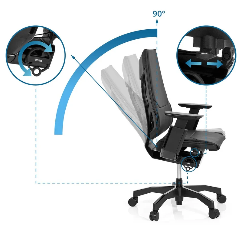 B-Ware hjh OFFICE Bürostuhl Drehstuhl Stuhl GENIDIA BLACK Leder schwarz Lordosenstütze
