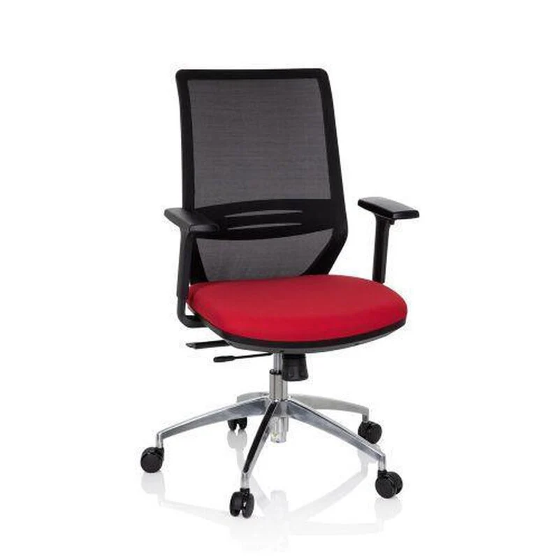 B-Ware hjh OFFICE Profondo Bürostuhl Drehstuhl Schwarz Rot Stoff Netzgewebe Ergonomie