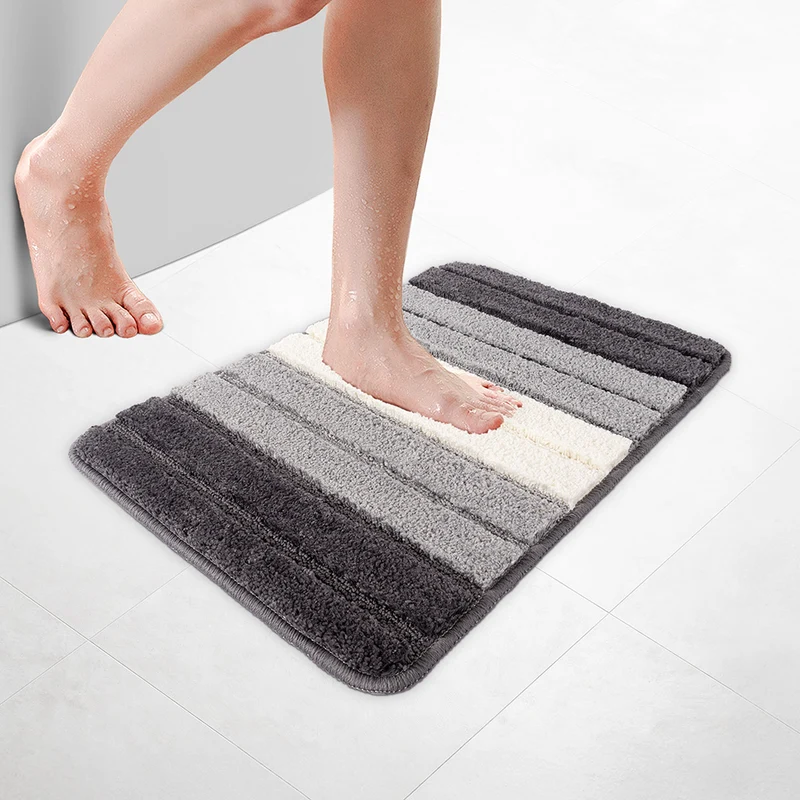 Badematte Rutschfeste, Mikrofaser Badezimmerteppich Farbverlauf 40x60cm Grau