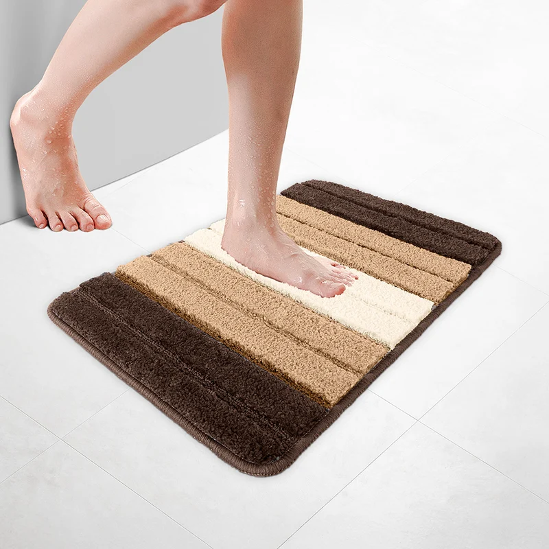 Badematte Rutschfeste, Mikrofaser Badezimmerteppich Farbverlauf 40x60cm Beige