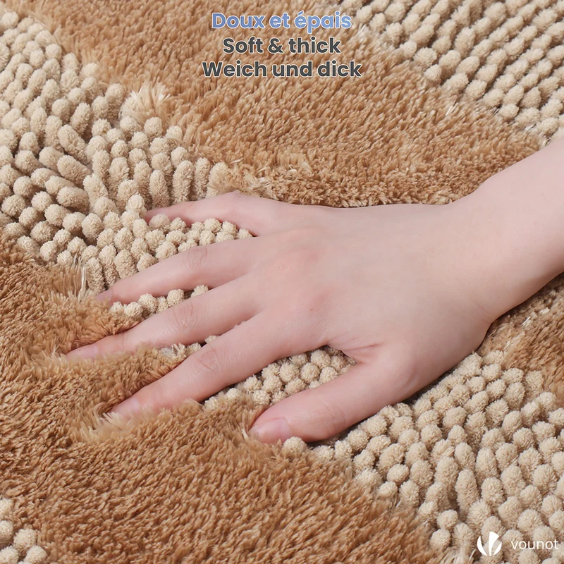 Chenille Badematte Rutschfeste, Mikrofaser Badezimmerteppich 40x60cm Beige
