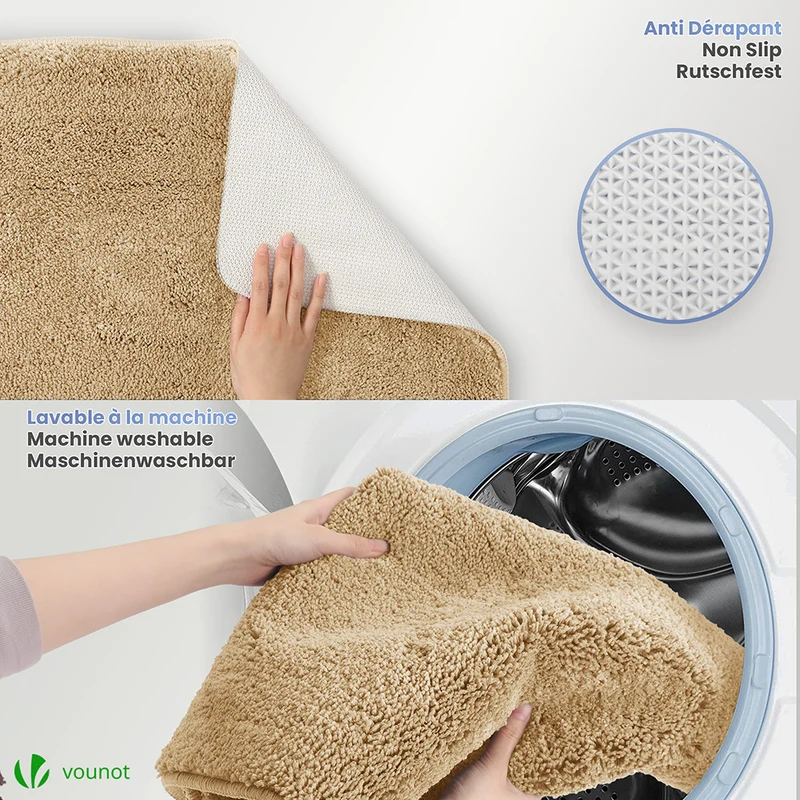 Badematte Rutschfeste Mikrofaser Badezimmerteppich 40x60cm Beige