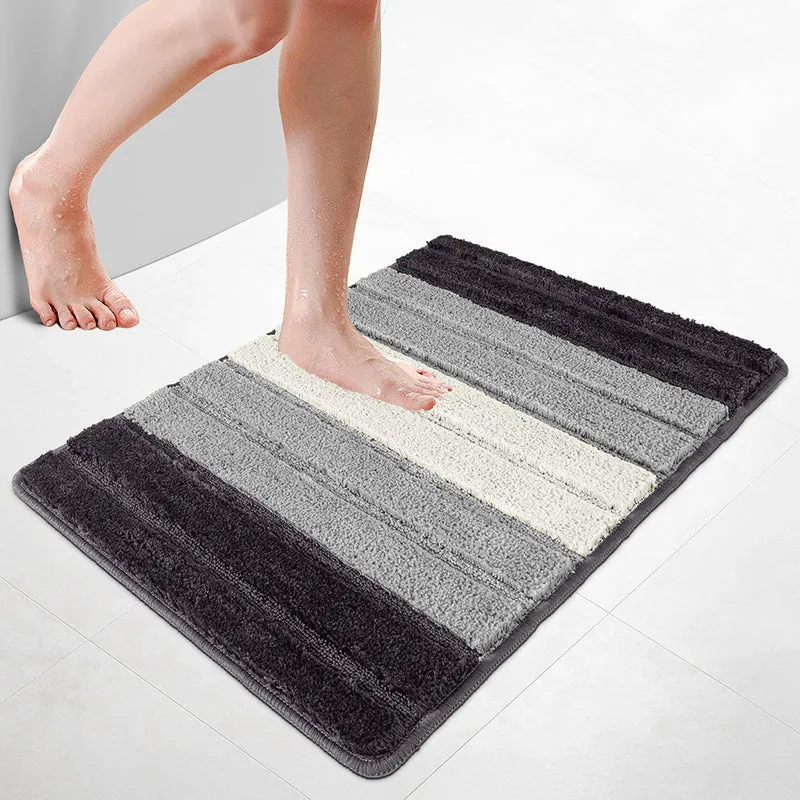 Badematte Rutschfeste, Mikrofaser Badezimmerteppich Farbverlauf 60x90cm Grau