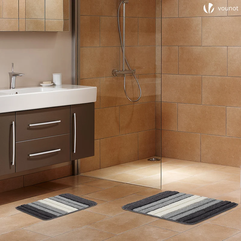 Badematte Rutschfeste, Mikrofaser Badezimmerteppich Farbverlauf 60x90cm Grau