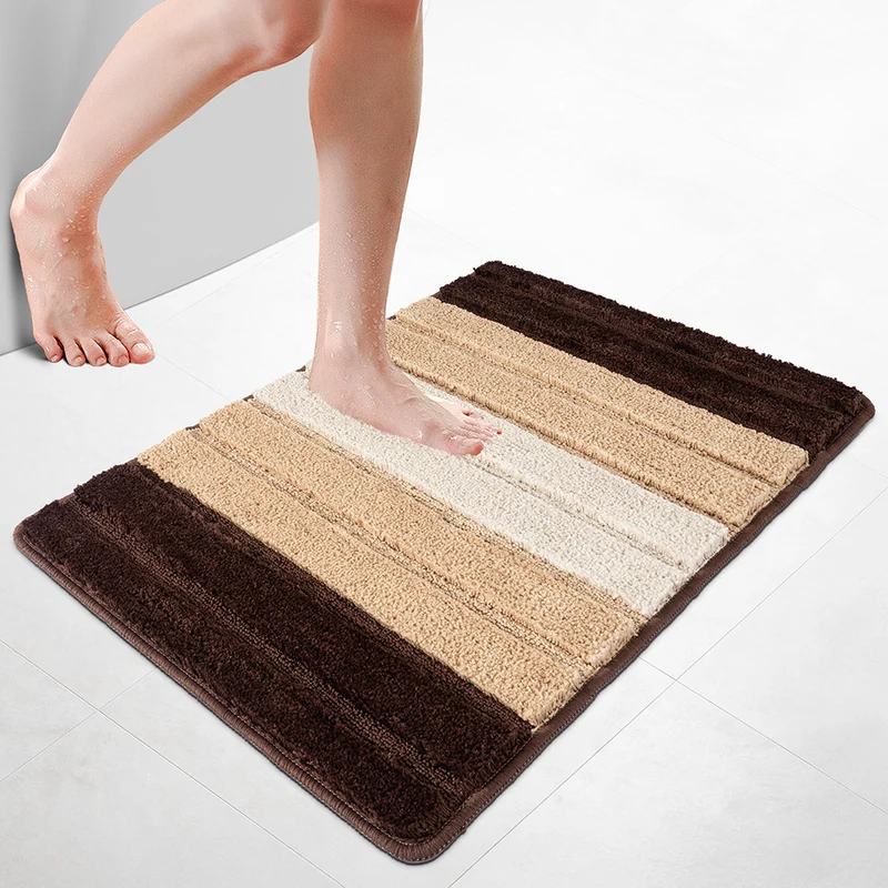 Badematte Rutschfeste, Mikrofaser Badezimmerteppich Farbverlauf 60x90cm Beige
