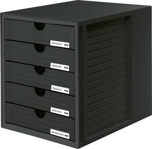 B-Ware HAN Schubladenbox SYSTEMBOX 1450-13 Schwarz DIN A4 5 Schubfächer