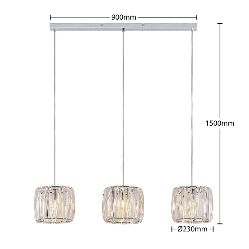 B-Ware Lindby Sofia Balkenleuchte Pendelleuchte Deckenlampe Dreiflammig Klar Chrom488
