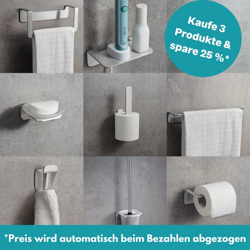 9x B-Ware WEISSENSTEIN Aufhänger Handtuchhaken Schwarz Edelstahl selbstklebend 9 STÜCK