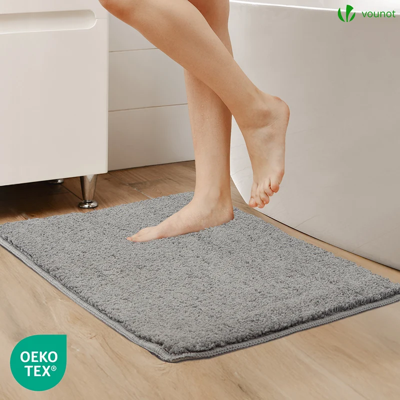 2er-Set Badematte Rutschfeste Mikrofaser Badezimmerteppich 50x80cm Grau