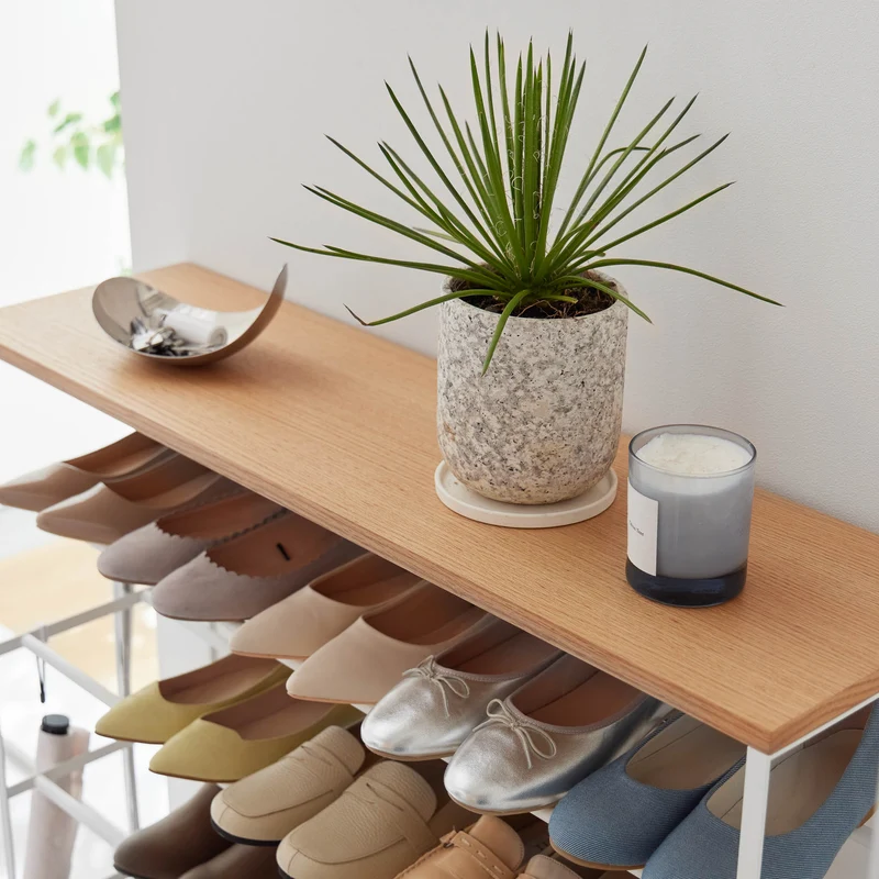 5-Tiered Wood-Top Shoe Rack with Casters