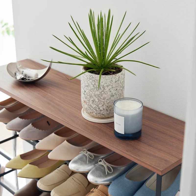 5-Tiered Wood-Top Shoe Rack with Casters