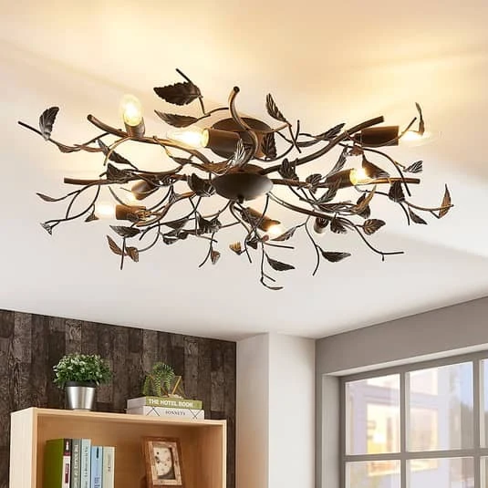 B-Ware Lindby Deckenlampe Deckenlampe Leuchte Yos In Blattoptik, 8 Flammig, Schwarz117