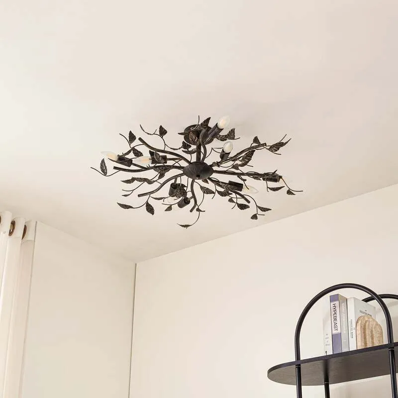B-Ware Lindby Deckenlampe Deckenlampe Leuchte Yos In Blattoptik, 8 Flammig, Schwarz117