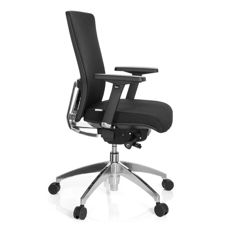 B-Ware hjh OFFICE Bürostuhl Chefsessel Drehstuhl Stoff schwarz Armlehne Lendenstütze