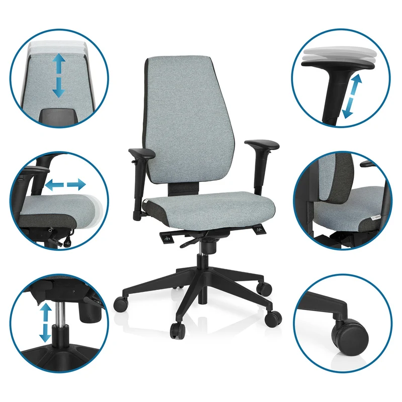 B-Ware hjh OFFICE Bürostuhl Drehstuhl PRO-TEC 500 dunkelgrau hellgrau Armlehnen