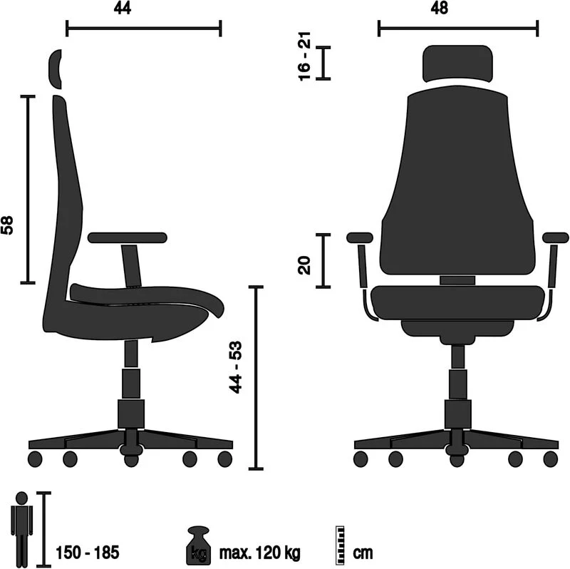 B-Ware MyBuero Drehstuhl Bürostuhl Stuhl ERGOMY Flex Armlehnen klappbar weiß Stoff grau