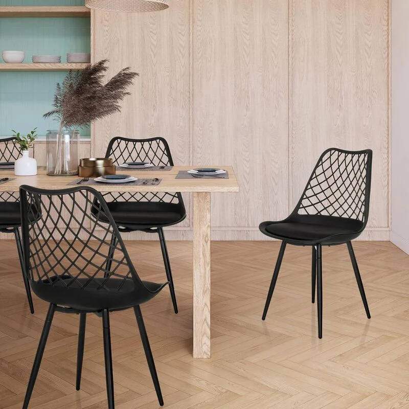 B-Ware hjh LIVING BEGIO S Schalenstuhl mit Kissen wetterfest schwarz 46 cm Sitzhöhe
