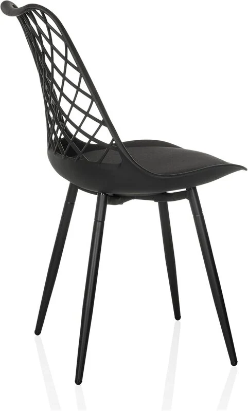 B-Ware hjh LIVING BEGIO S Schalenstuhl mit Kissen wetterfest schwarz 46 cm Sitzhöhe