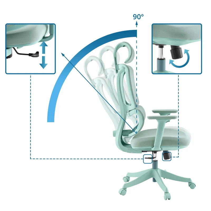 B-Ware MyBuero Drehstuhl Bürostuhl Stuhl Ergomy Colore Stoff 3D Netz Türkis Büro Office