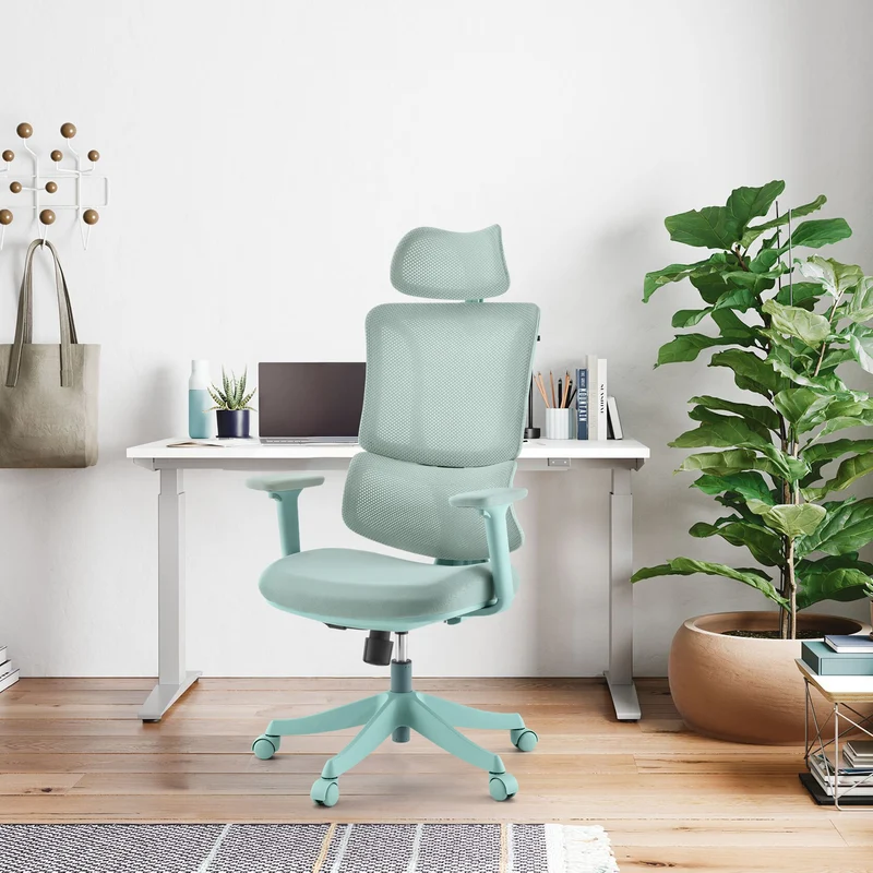 B-Ware MyBuero Drehstuhl Bürostuhl Stuhl Ergomy Colore Stoff 3D Netz Türkis Büro Office