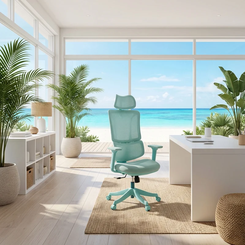 B-Ware MyBuero Drehstuhl Bürostuhl Stuhl Ergomy Colore Stoff 3D Netz Türkis Büro Office