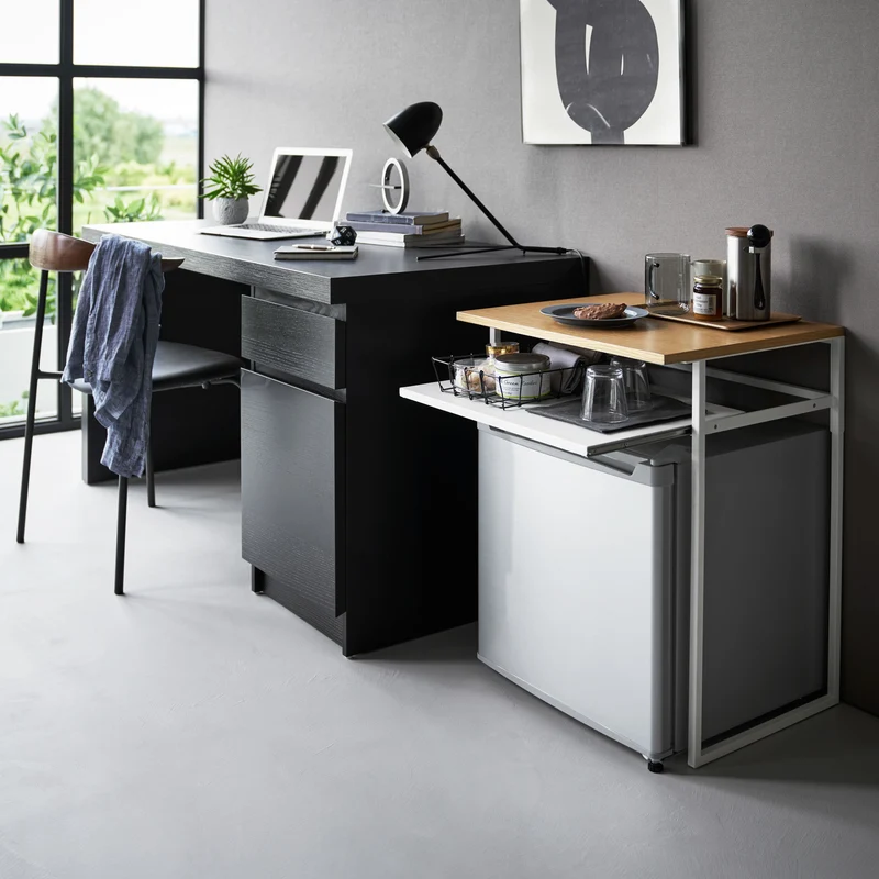 Wood-Top Table with Sliding Shelf