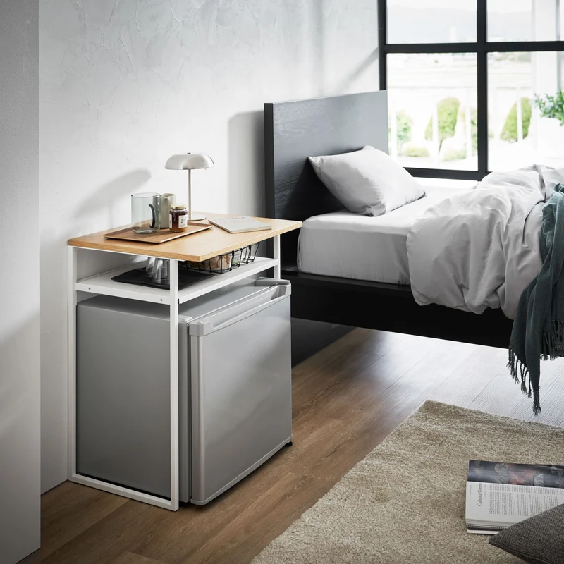 Wood-Top Table with Sliding Shelf