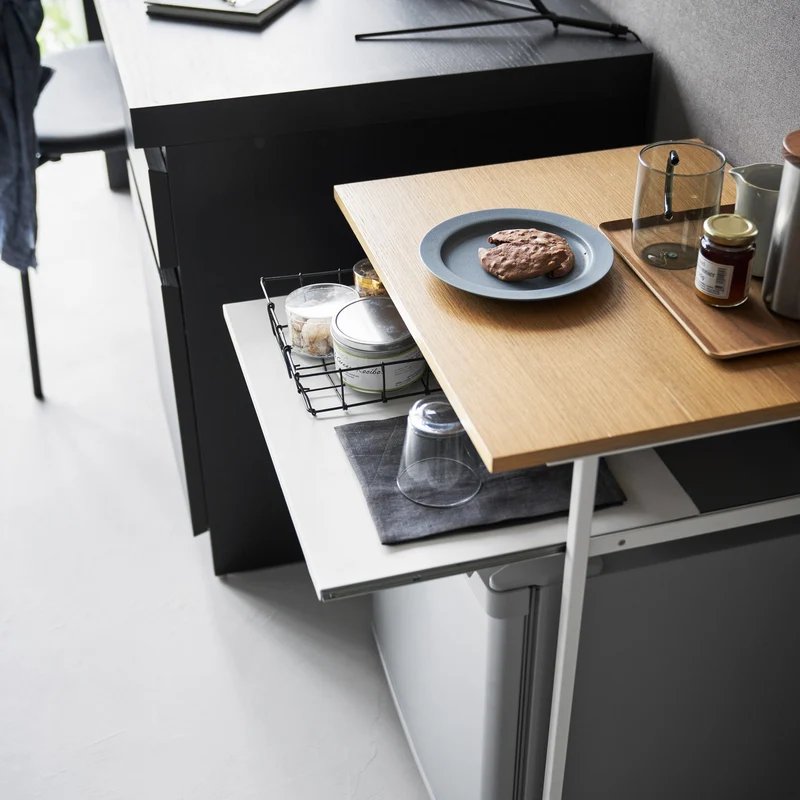 Wood-Top Table with Sliding Shelf