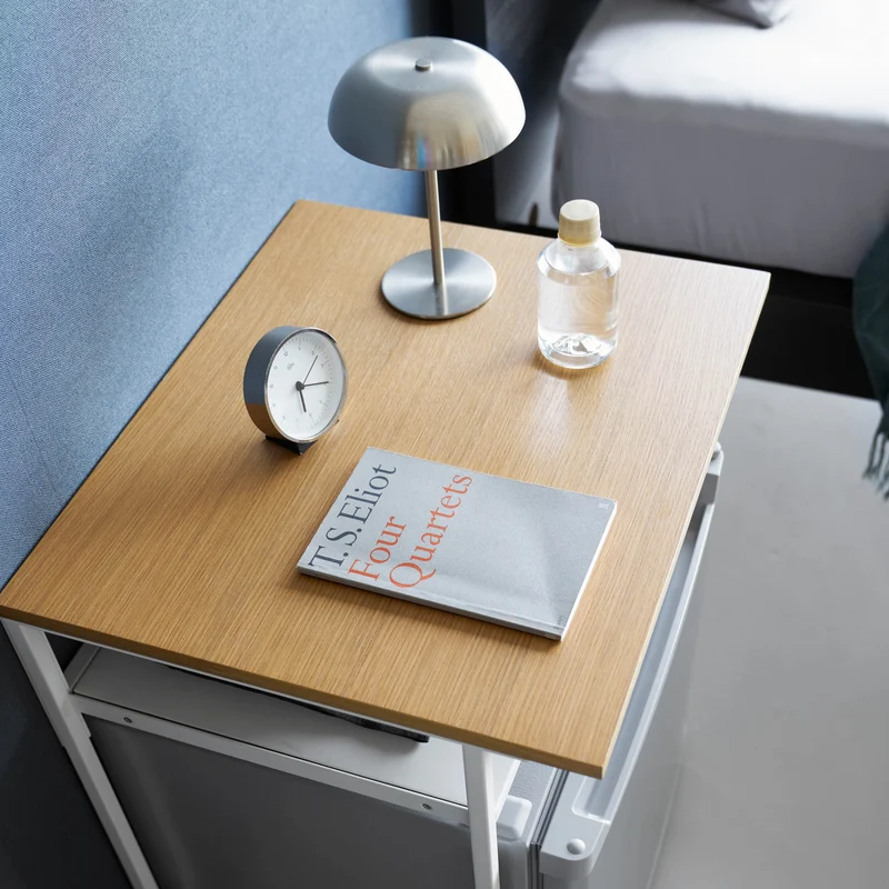 Wood-Top Table with Sliding Shelf