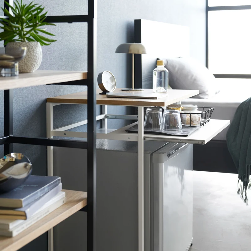 Wood-Top Table with Sliding Shelf