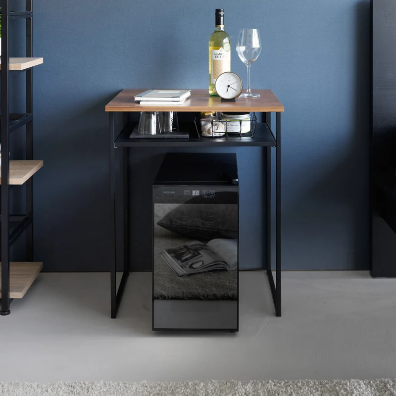 Wood-Top Table with Sliding Shelf