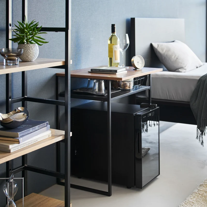 Wood-Top Table with Sliding Shelf
