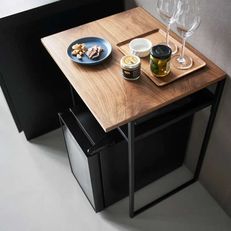 Wood-Top Table with Sliding Shelf