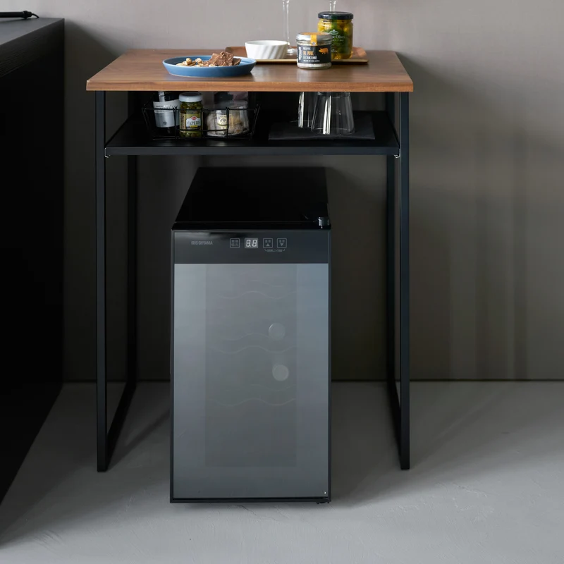 Wood-Top Table with Sliding Shelf