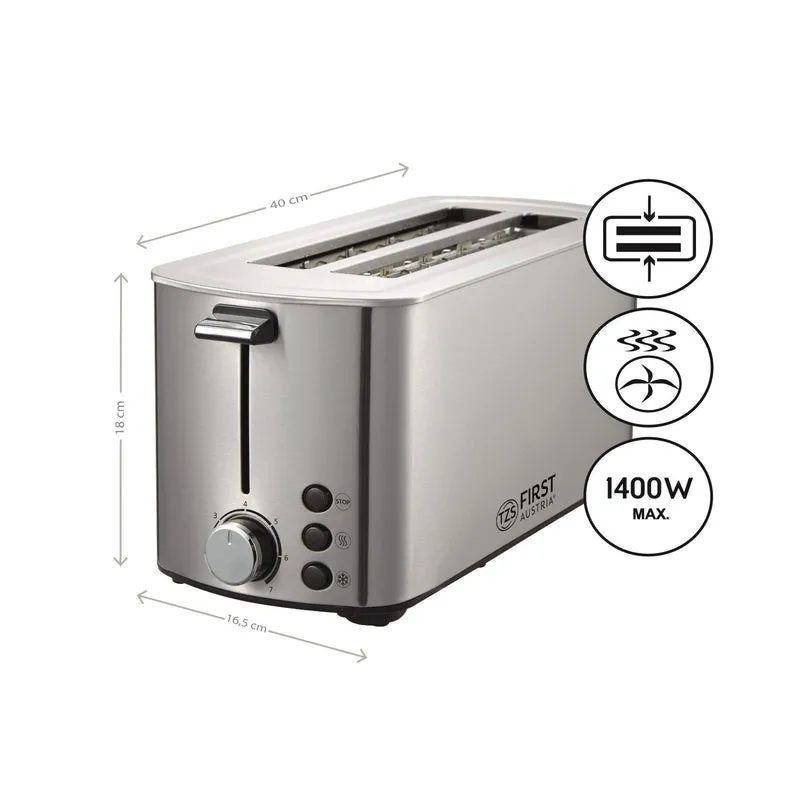 Langschlitztoaster 4 Scheiben, Edelstahl, XL-Schächte
