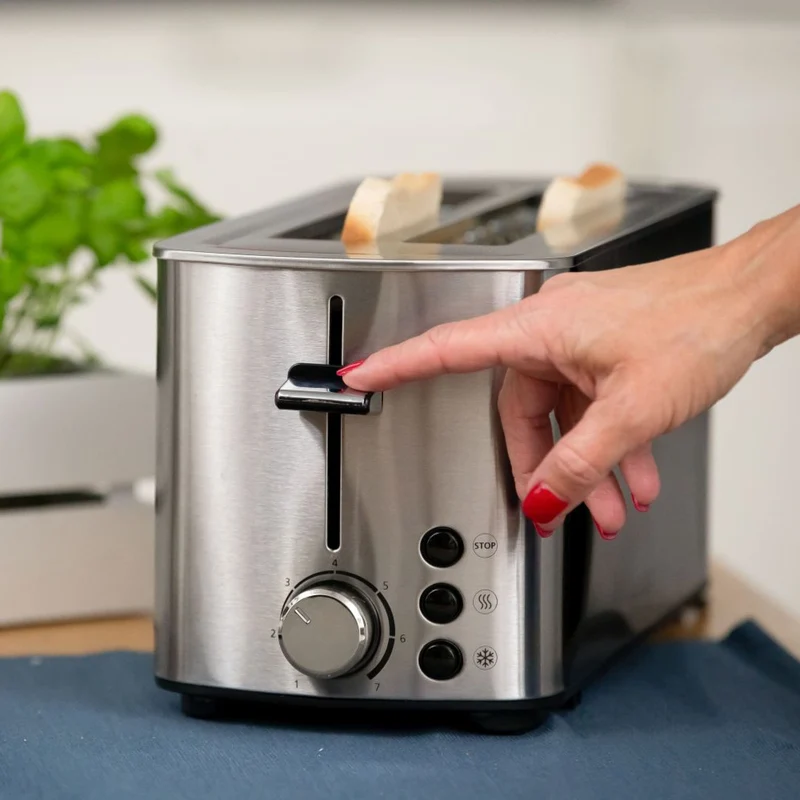 Langschlitztoaster 4 Scheiben, Edelstahl, XL-Schächte