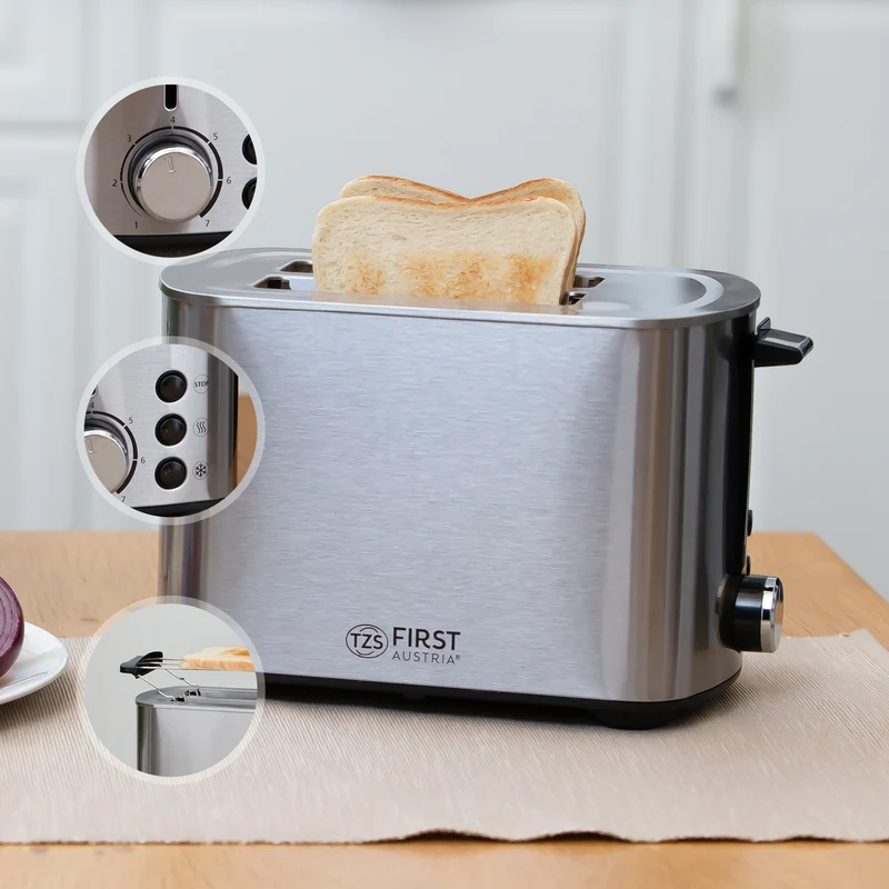 Langschlitztoaster 4 Scheiben, Edelstahl, XL-Schächte