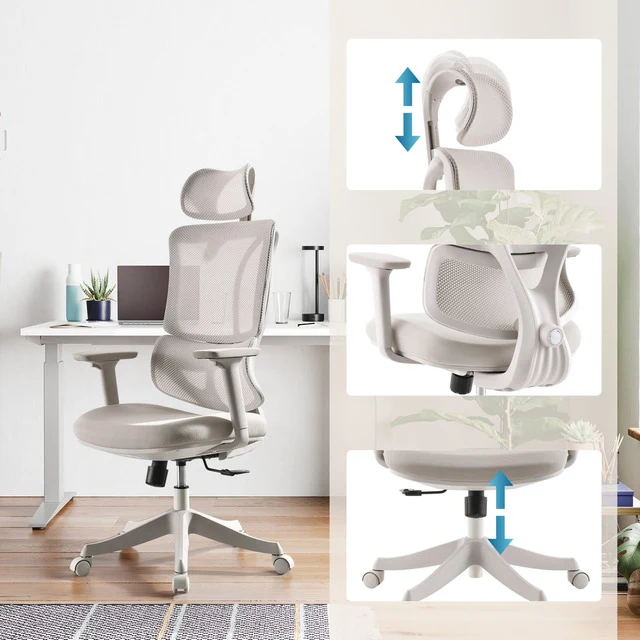 B-Ware MyBuero Ergomy Colore Bürostuhl beige 3D Netzstoff höhenverstellbar 120kg