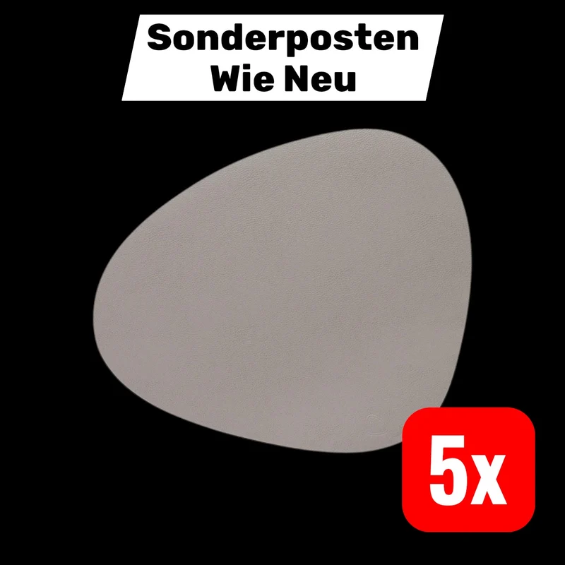 5x B-Ware Lind DNA Tischset Unterlage Curve L Tischunterlage Leder aschgrau 5 STÜCK