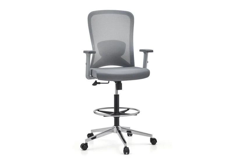 B-Ware HJH OFFICE Arbeitsstuhl Counterstuhl TOP WORK 44 W Sitz Stoff Rücken Netz grau